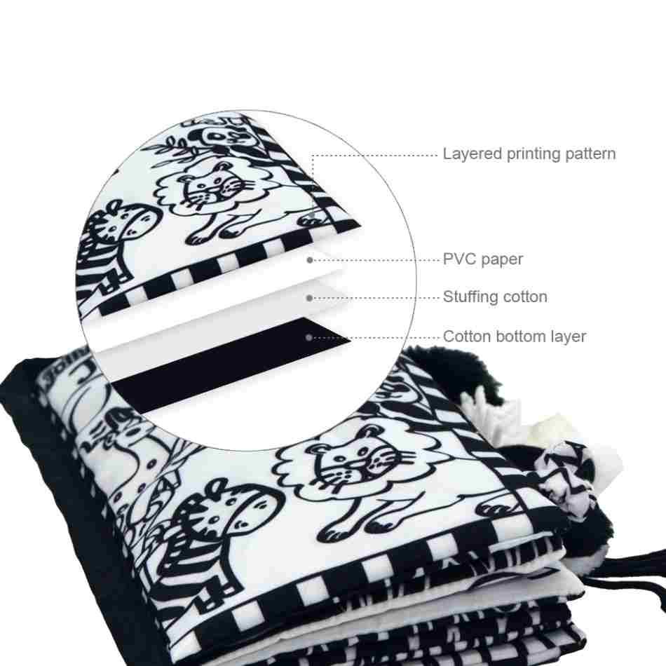 Black and White Soft Cloth Books for Babies Kids & Baby Nursery & Bath Black and White Soft Cloth Books for Babies Kids & Baby Nursery & Bath Type : Farm Tails|Jungly Tails