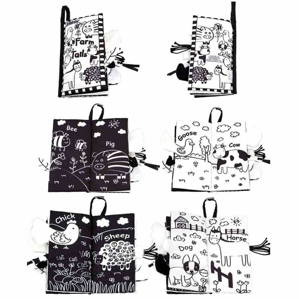Black and White Soft Cloth Books for Babies Kids & Baby Nursery & Bath Black and White Soft Cloth Books for Babies Kids & Baby Nursery & Bath Type : Farm Tails|Jungly Tails