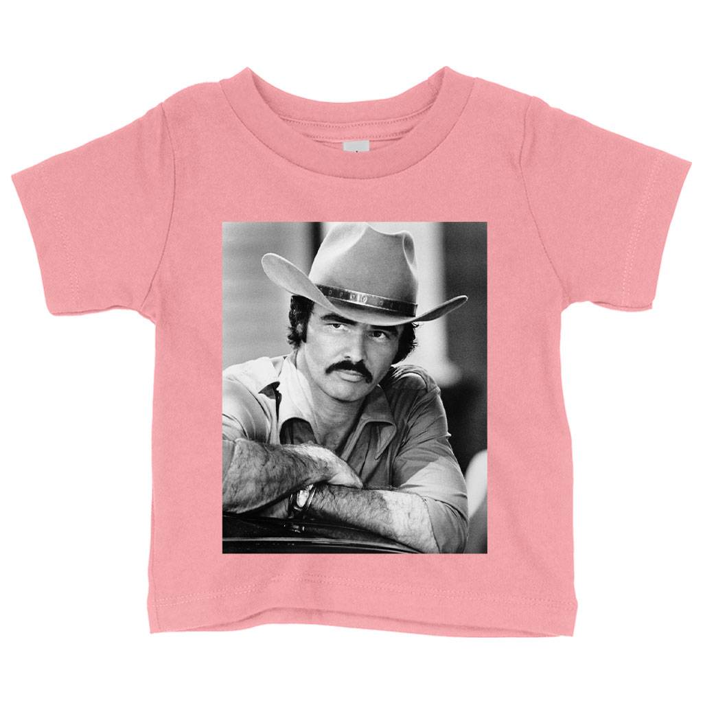 57425-001434.jpeg Baby Burt Reynolds T-Shirt - Vintage T-Shirts Baby Clothing Kids & Baby Color : White|Pink|Heather Columbia Blue