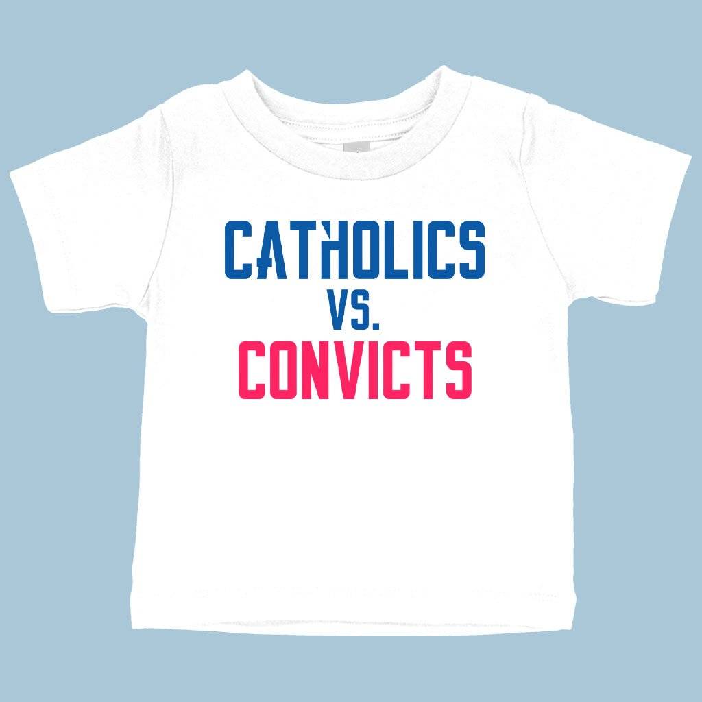 57437-1e499e.jpeg Baby Catholics vs Convicts T-Shirt - Football T-Shirts Baby Clothing Kids & Baby Color : White|Pink|Navy