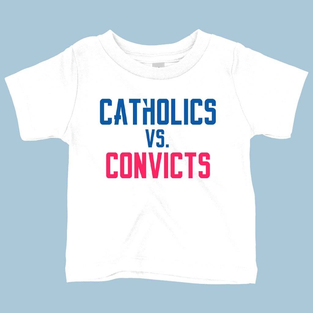 57437-5ce7d1.jpeg Baby Catholics vs Convicts T-Shirt - Football T-Shirts Baby Clothing Kids & Baby Color : White|Pink|Navy
