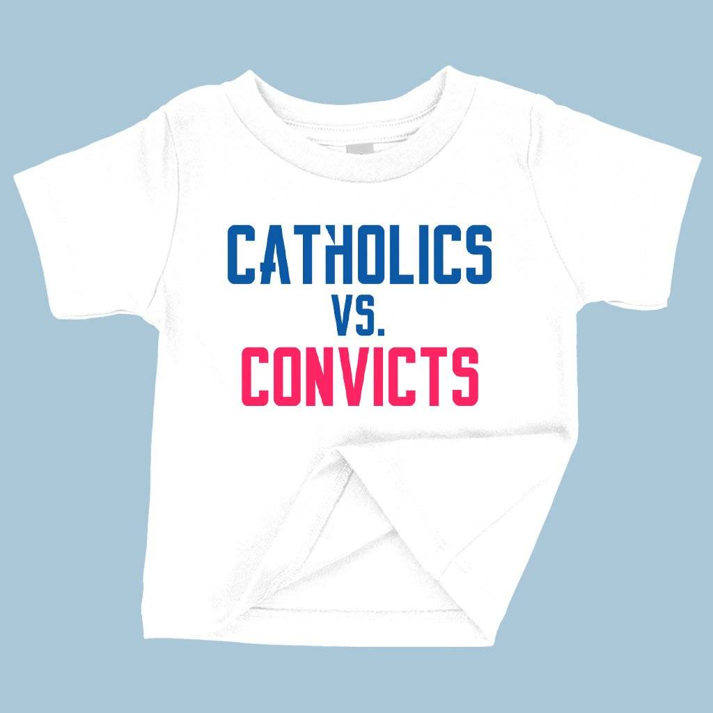57437-94a2cc.jpeg Baby Catholics vs Convicts T-Shirt - Football T-Shirts Baby Clothing Kids & Baby Color : White|Pink|Navy