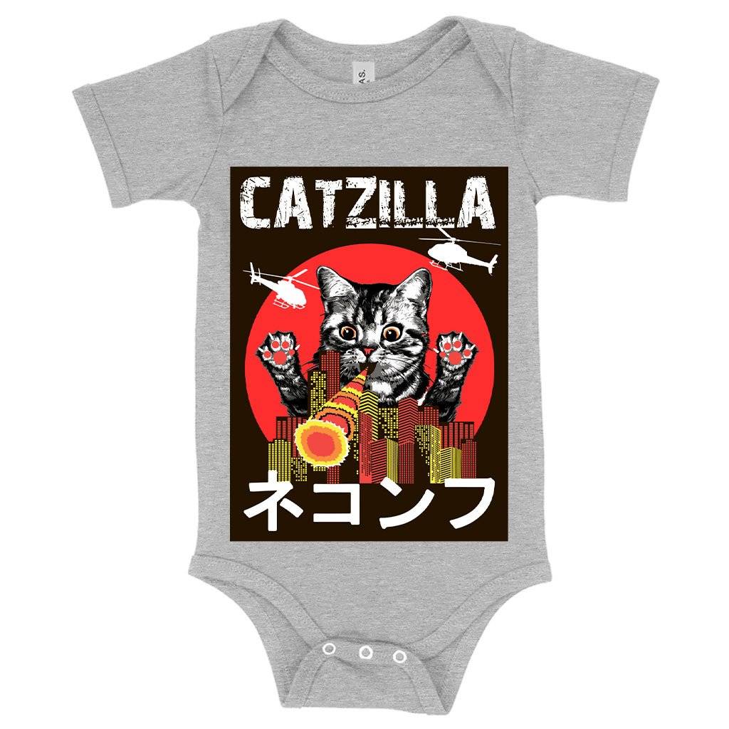 57438-049e03.jpeg Baby Catzilla Onesie - Japanese Vintage Onesie Baby Clothing Kids & Baby Color : Peach Triblend|Ice Blue Triblend|Gray Triblend