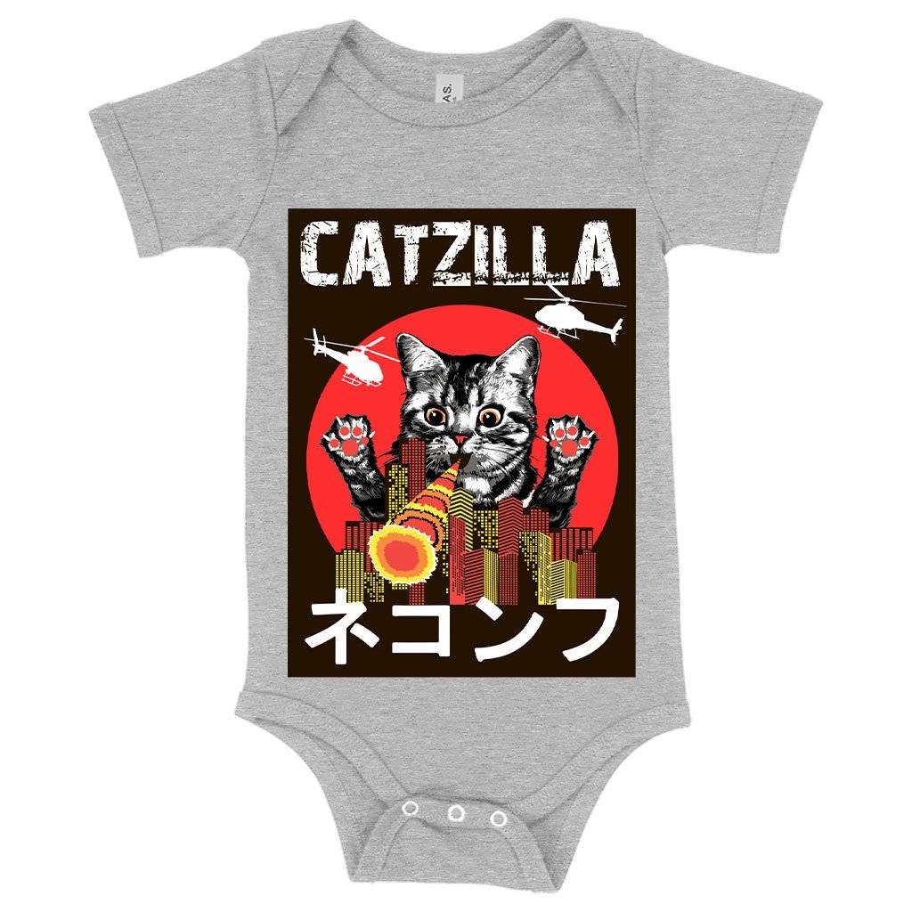 57438-7a1b6a.jpeg Baby Catzilla Onesie - Japanese Vintage Onesie Baby Clothing Kids & Baby Color : Peach Triblend|Ice Blue Triblend|Gray Triblend