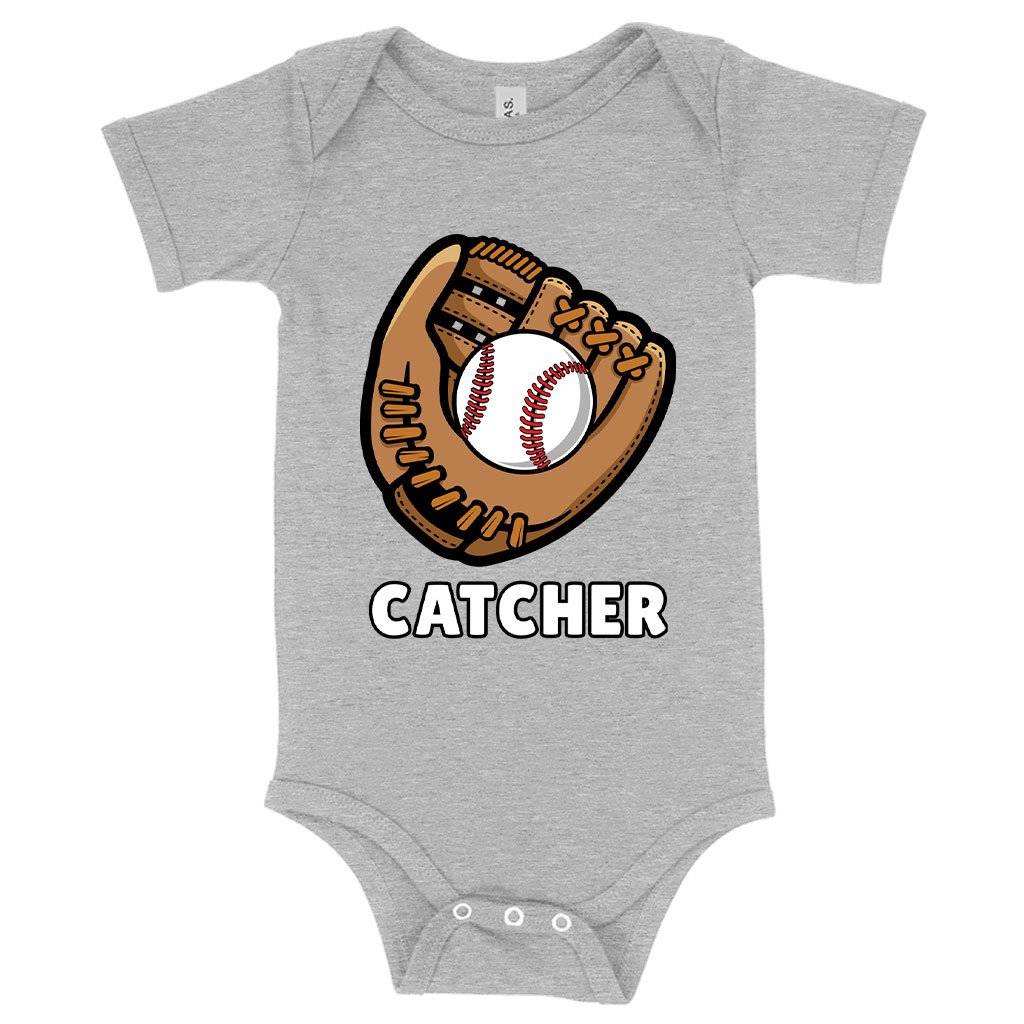 57440-15019f.jpeg Baby Catcher Onesie - Baseball Onesies Baby Clothing Kids & Baby Color : Ice Blue Triblend|Peach Triblend|Gray Triblend