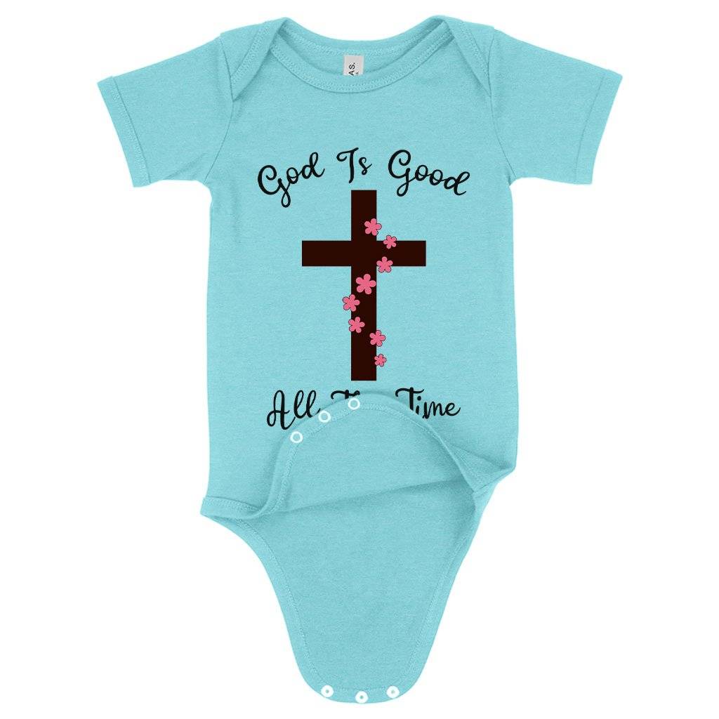 57682-b3dfd3.jpeg Baby God Is Good Onesie - Christian Message Onesies Baby Clothing Kids & Baby Color : Mauve Triblend|Peach Triblend|Ice Blue Triblend