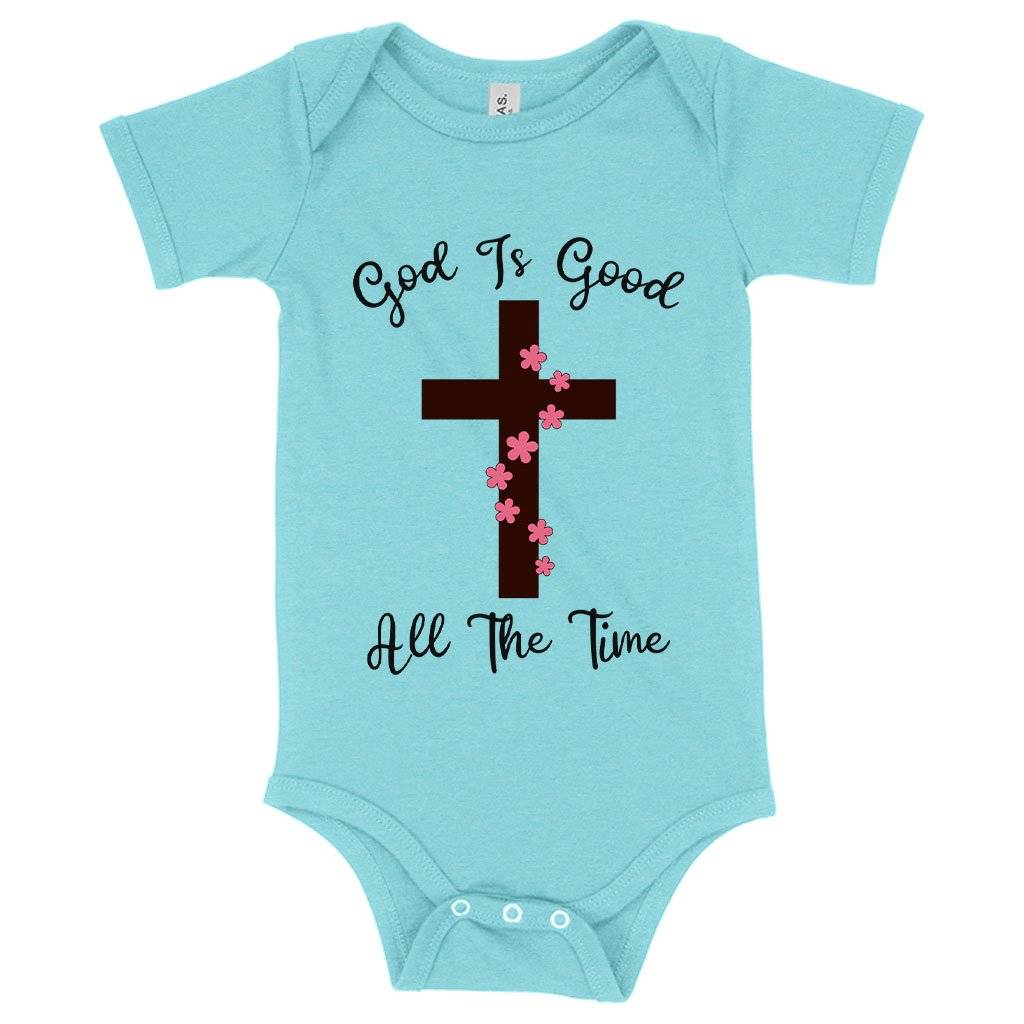 57682-f89743.jpeg Baby God Is Good Onesie - Christian Message Onesies Baby Clothing Kids & Baby Color : Mauve Triblend|Peach Triblend|Ice Blue Triblend