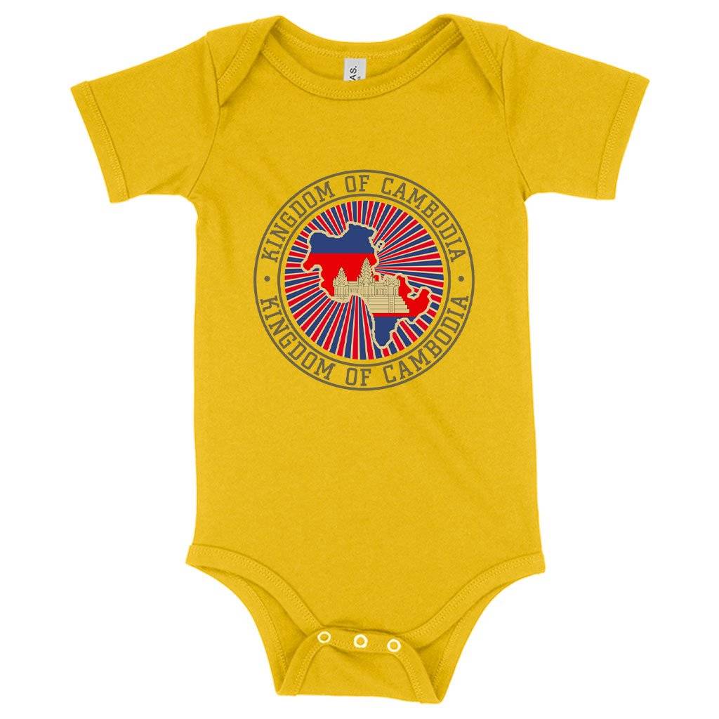57691-bd16f1.jpeg Baby Jersey Cambodia Onesie - Vintage Onesies Baby Clothing Kids & Baby Color : Heather Dust|Heather Columbia Blue|Yellow