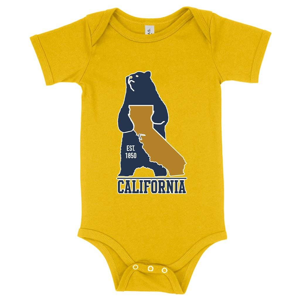 57692-ad9b2e.jpeg Baby Jersey California Bear Onesie - California Vintage Onesie Baby Clothing Kids & Baby Color : Yellow|Heather Columbia Blue|Heather Dust