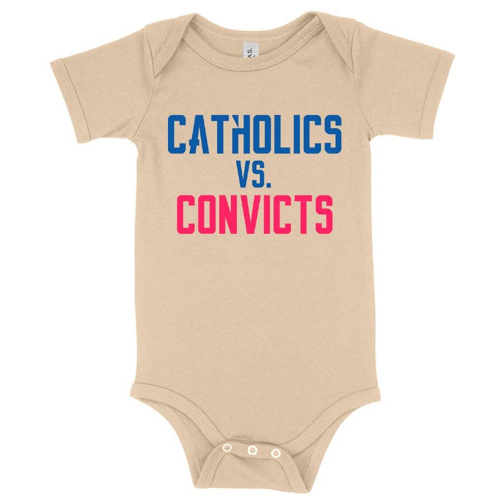 57922-937161.jpeg Baby Jersey Catholics vs Convicts Onesie - Football Onesies Baby Clothing Kids & Baby Color : White|Heather Dust|Asphalt