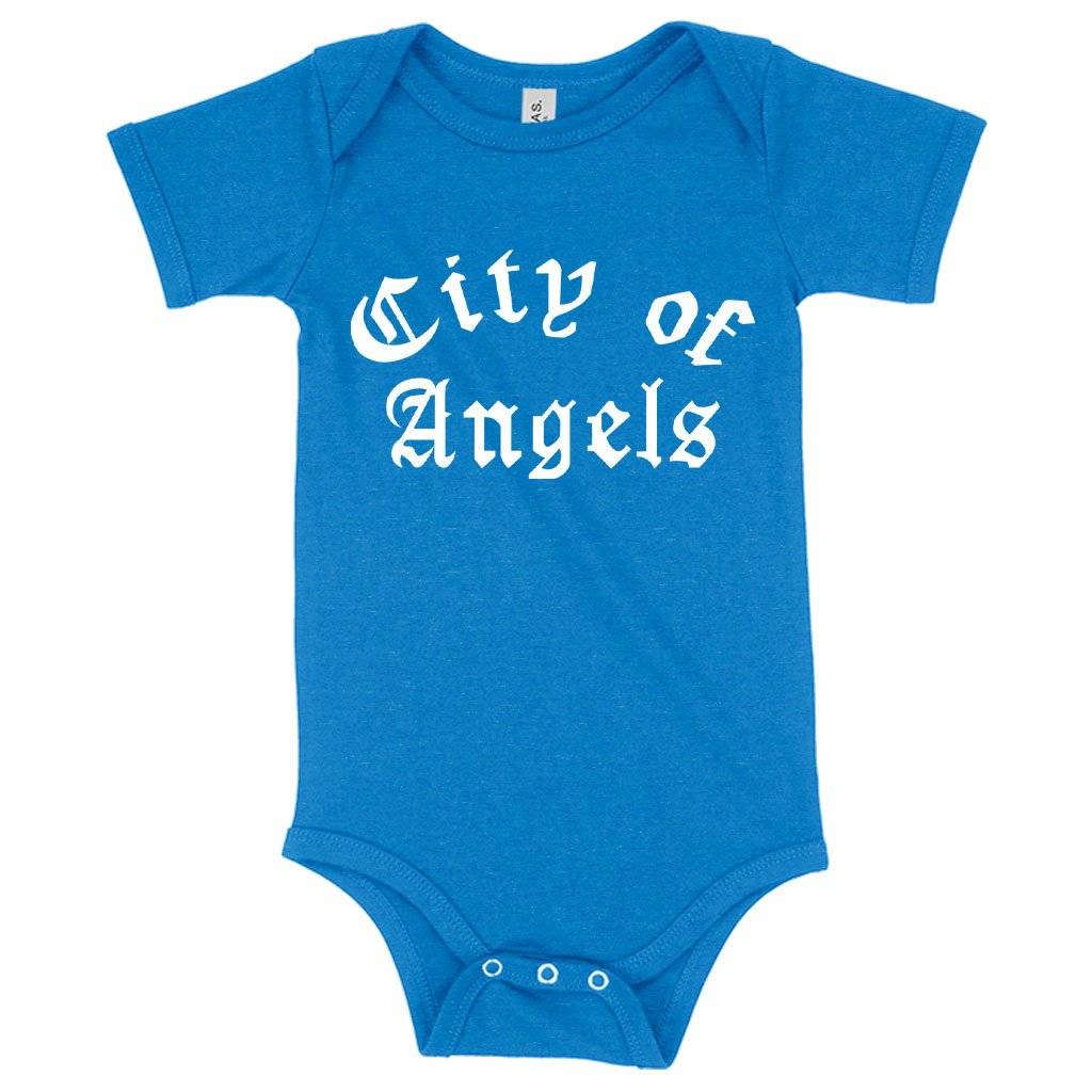 57925-9e2c3b.jpeg Baby Jersey City of Angels Onesie - Graphic Onesie Baby Clothing Kids & Baby Color : Asphalt|Heather Columbia Blue|White