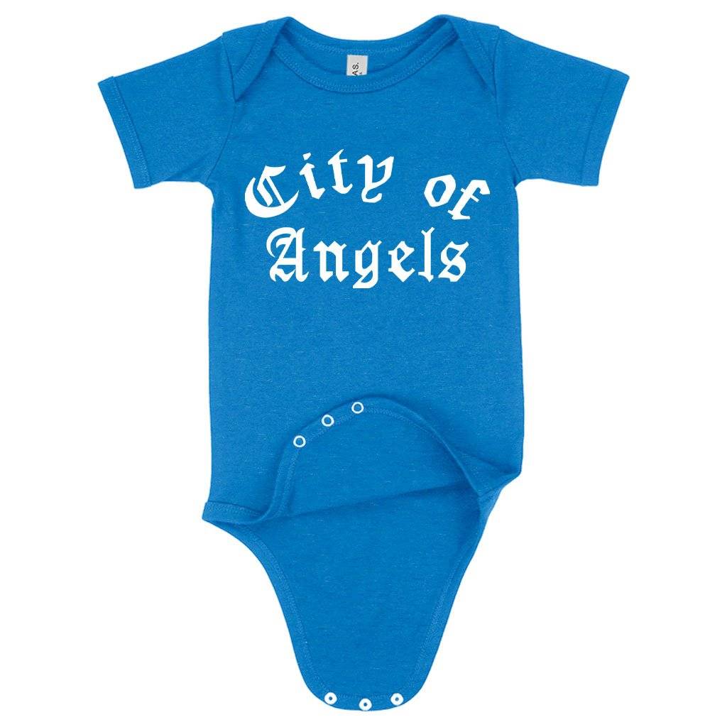 57925-ff4e43.jpeg Baby Jersey City of Angels Onesie - Graphic Onesie Baby Clothing Kids & Baby Color : Asphalt|Heather Columbia Blue|White