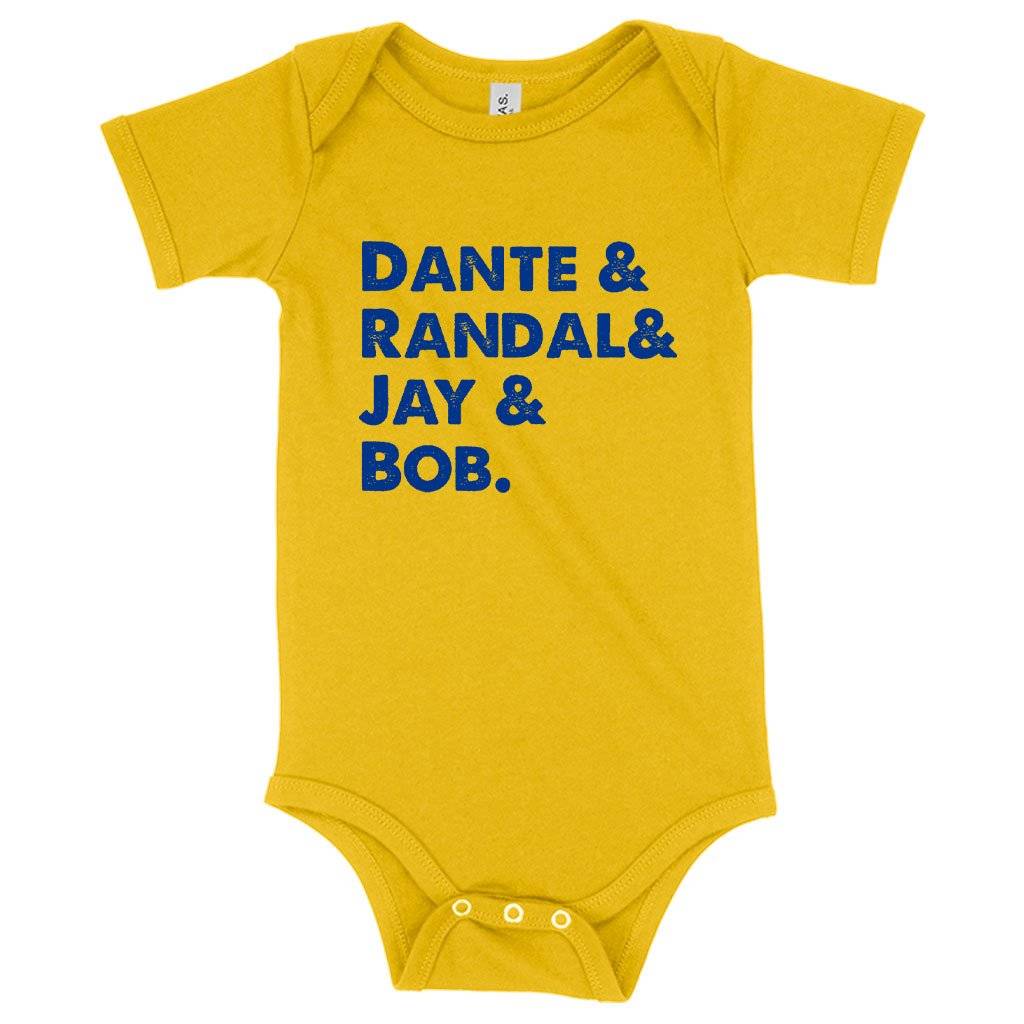 57928-01ca31.jpeg Baby Jersey Dante Randal Jay Bob Onesie - Clerks Onesie Baby Clothing Kids & Baby Color : Yellow|Heather Columbia Blue|Heather Dust