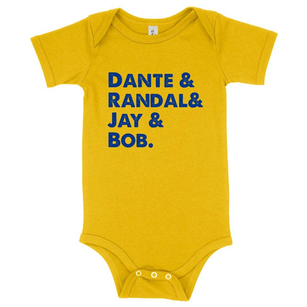 57928-299e76.jpeg Baby Jersey Dante Randal Jay Bob Onesie - Clerks Onesie Baby Clothing Kids & Baby Color : Yellow|Heather Columbia Blue|Heather Dust