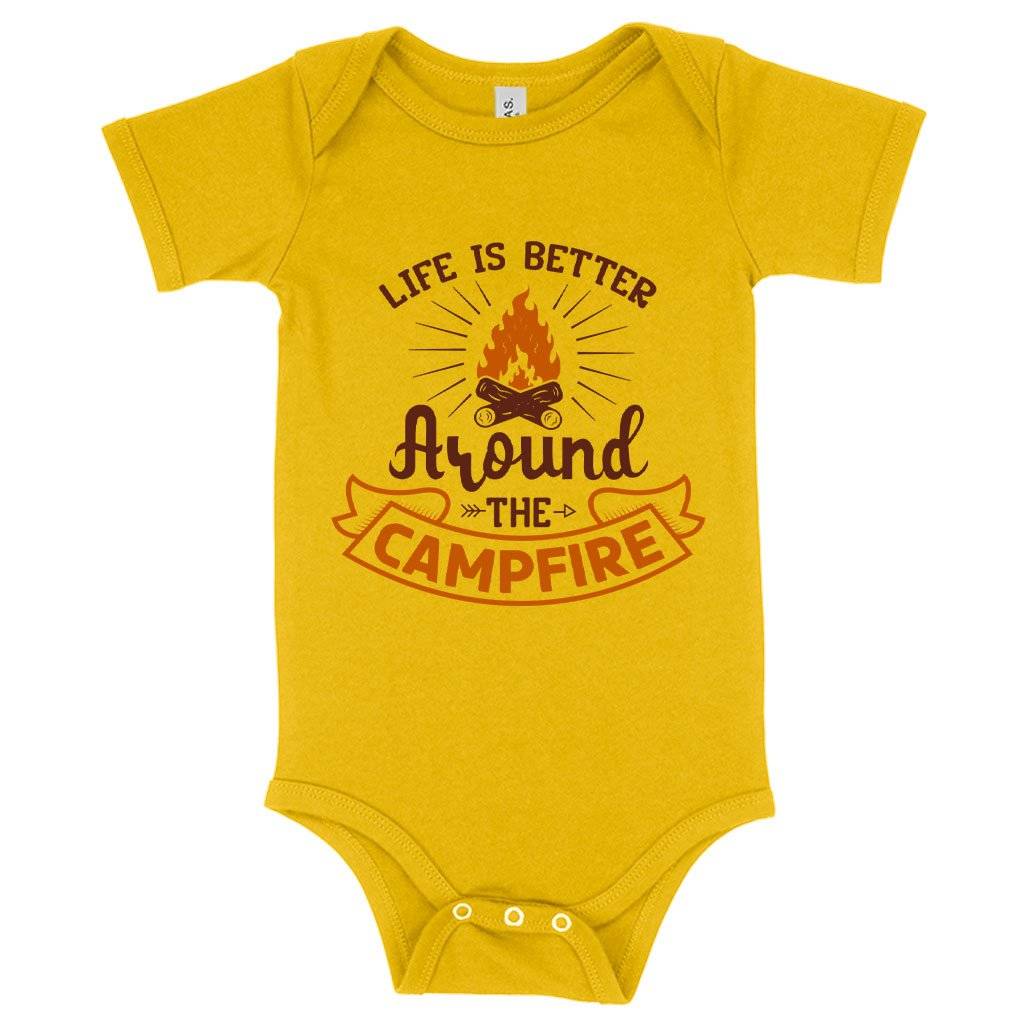57934-079fd3.jpeg Baby Jersey Life Is Better Onesie - Camp Fire Onesie Baby Clothing Kids & Baby Color : Yellow|Pink|Heather Dust