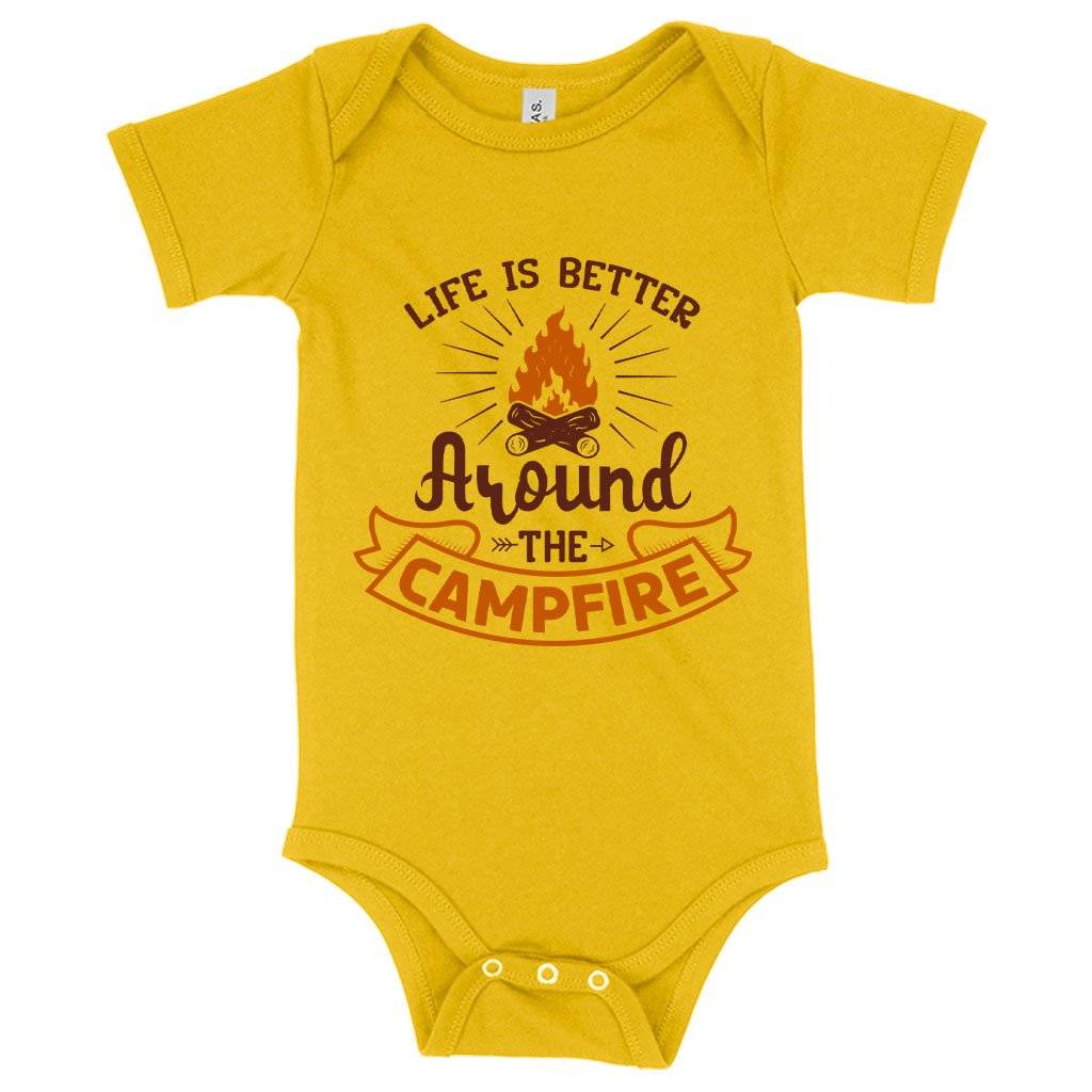 57934-aa6911.jpeg Baby Jersey Life Is Better Onesie - Camp Fire Onesie Baby Clothing Kids & Baby Color : Yellow|Pink|Heather Dust
