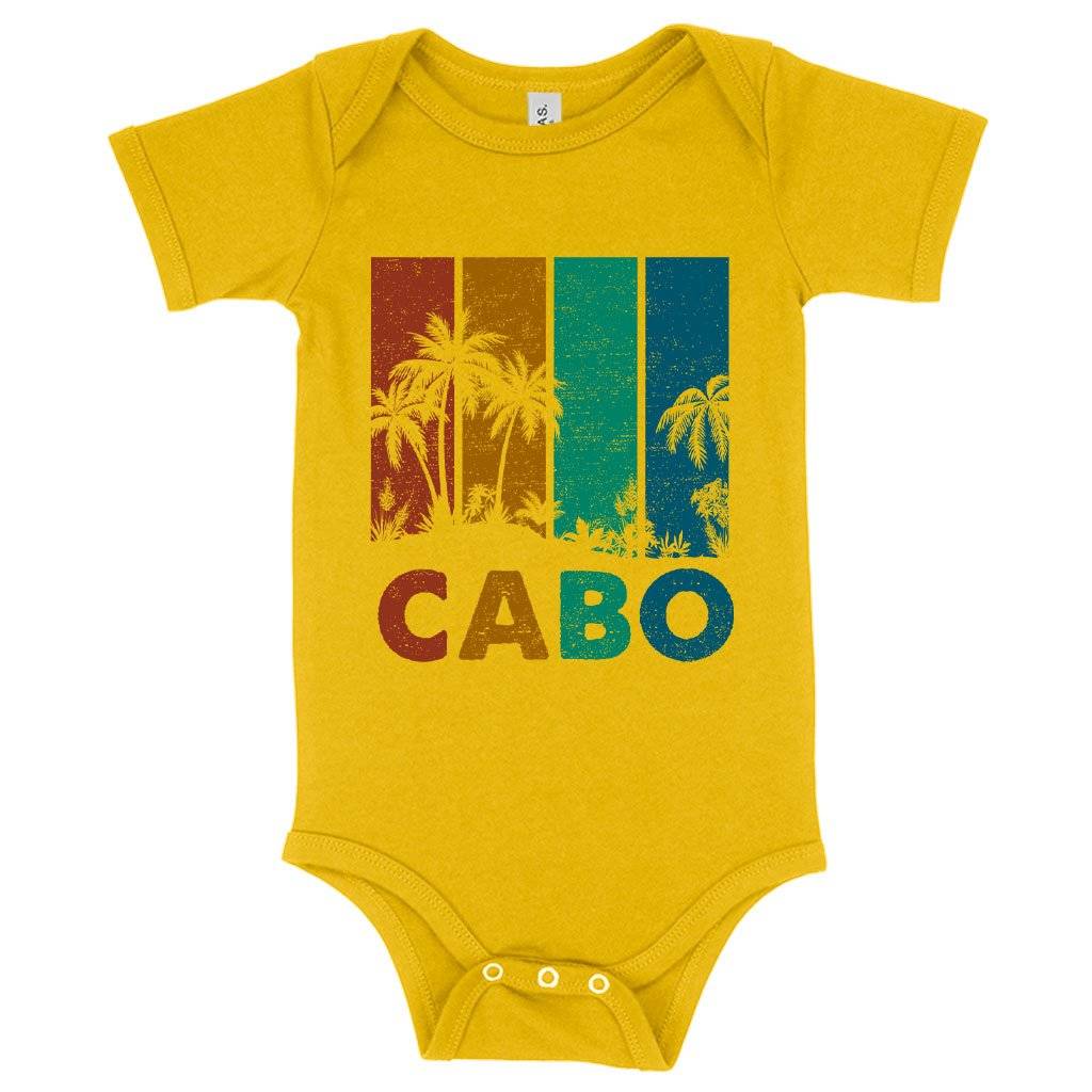 57935-65cb9a.jpeg Baby Jersey Retro Cabo Onesie - Cabo San Lucas Onesies Baby Clothing Kids & Baby Color : Heather Dust|Heather Columbia Blue|Yellow