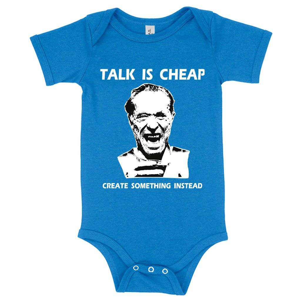 57936-047964.jpeg Baby Jersey Talk Is Cheap Onesie - Charles Bukowski Onesie Baby Clothing Kids & Baby Color : White|Heather Columbia Blue|Asphalt