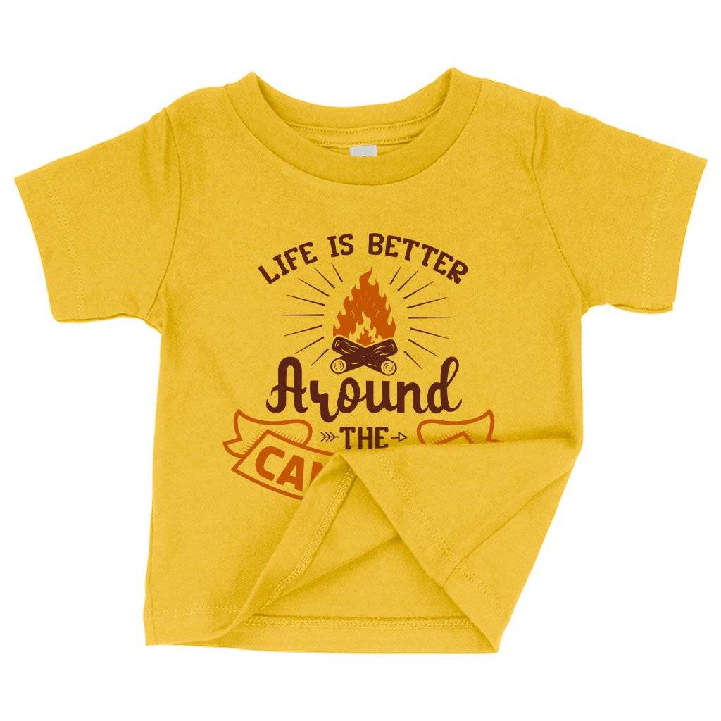 57938-072268.jpeg Baby Life Is Better T-Shirt - Camp Fire T-Shirt Baby Clothing Kids & Baby Color : Heather Columbia Blue|Yellow|Navy