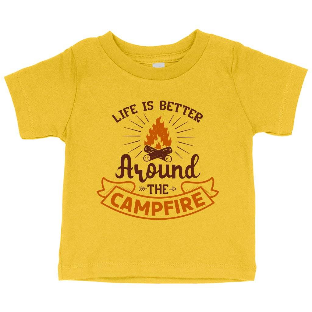 57938-8fa386.jpeg Baby Life Is Better T-Shirt - Camp Fire T-Shirt Baby Clothing Kids & Baby Color : Heather Columbia Blue|Yellow|Navy