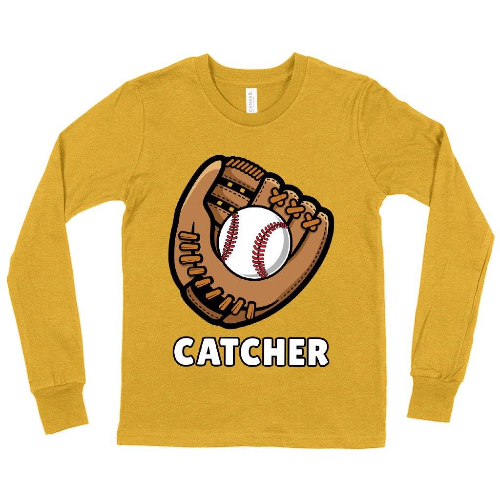 58159-f0ebf6.jpeg Kids' Catcher Long Sleeve T-Shirt - Baseball T-Shirts Kids & Baby Kids' Clothing Color : True Royal Blue|Heather Yellow Gold|Gray Triblend