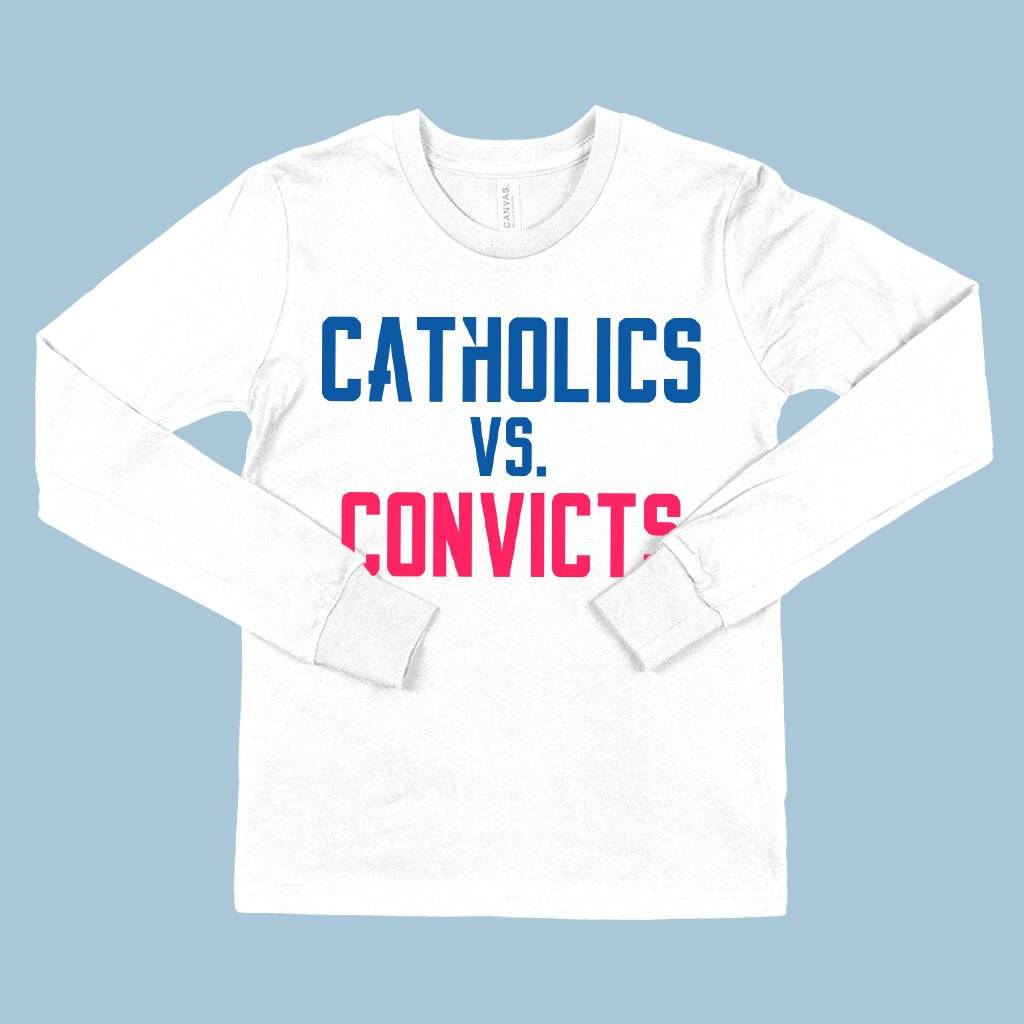 58163-79dc28.jpeg Kids' Catholics vs Convicts Long Sleeve T-Shirt - Football T-Shirts Kids & Baby Kids' Clothing Color : White|True Royal Blue|Black