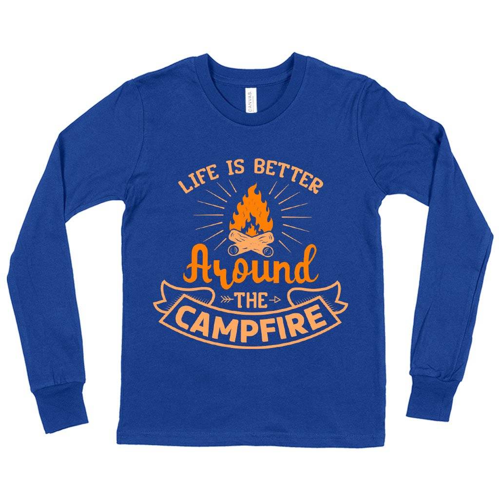 58391-0cbfd0.jpeg Kids' Life Is Better Long Sleeve T-Shirt - Camp Fire T-Shirt Kids & Baby Kids' Clothing Color : White|Heather Yellow Gold|True Royal Blue