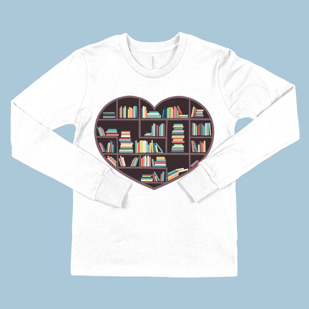 58395-8464b8.jpeg Kids' I Heart Books Long Sleeve T-Shirt - Bookish T-Shirts Kids & Baby Kids' Clothing Color : White|Heather Yellow Gold|Black