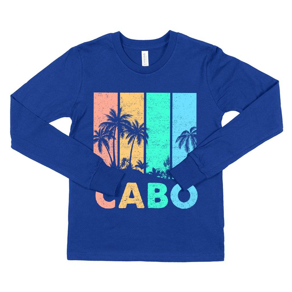 58399-5b03f7.jpeg Kids' Retro Cabo Long Sleeve T-Shirt - Cabo San Lucas T-Shirts Kids & Baby Kids' Clothing Color : White|True Royal Blue|Heather Yellow Gold