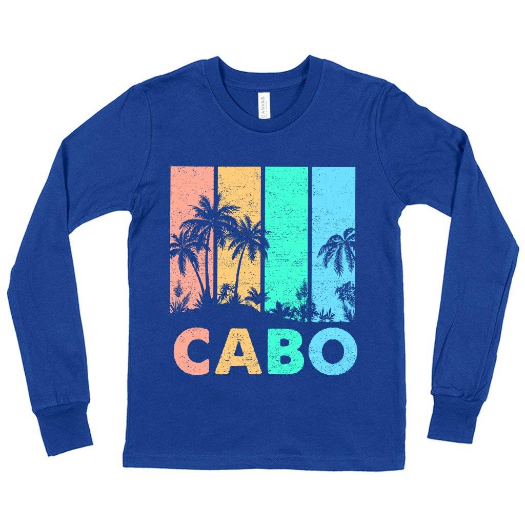 58399-8c555d.jpeg Kids' Retro Cabo Long Sleeve T-Shirt - Cabo San Lucas T-Shirts Kids & Baby Kids' Clothing Color : White|True Royal Blue|Heather Yellow Gold