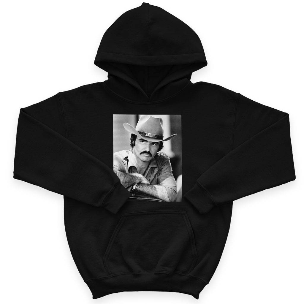 58403-6727e4.jpeg Kids' Sponge Fleece Burt Reynolds Hoodie - Vintage Hoodies Kids & Baby Kids' Clothing Color : Mauve|Black|Military Green