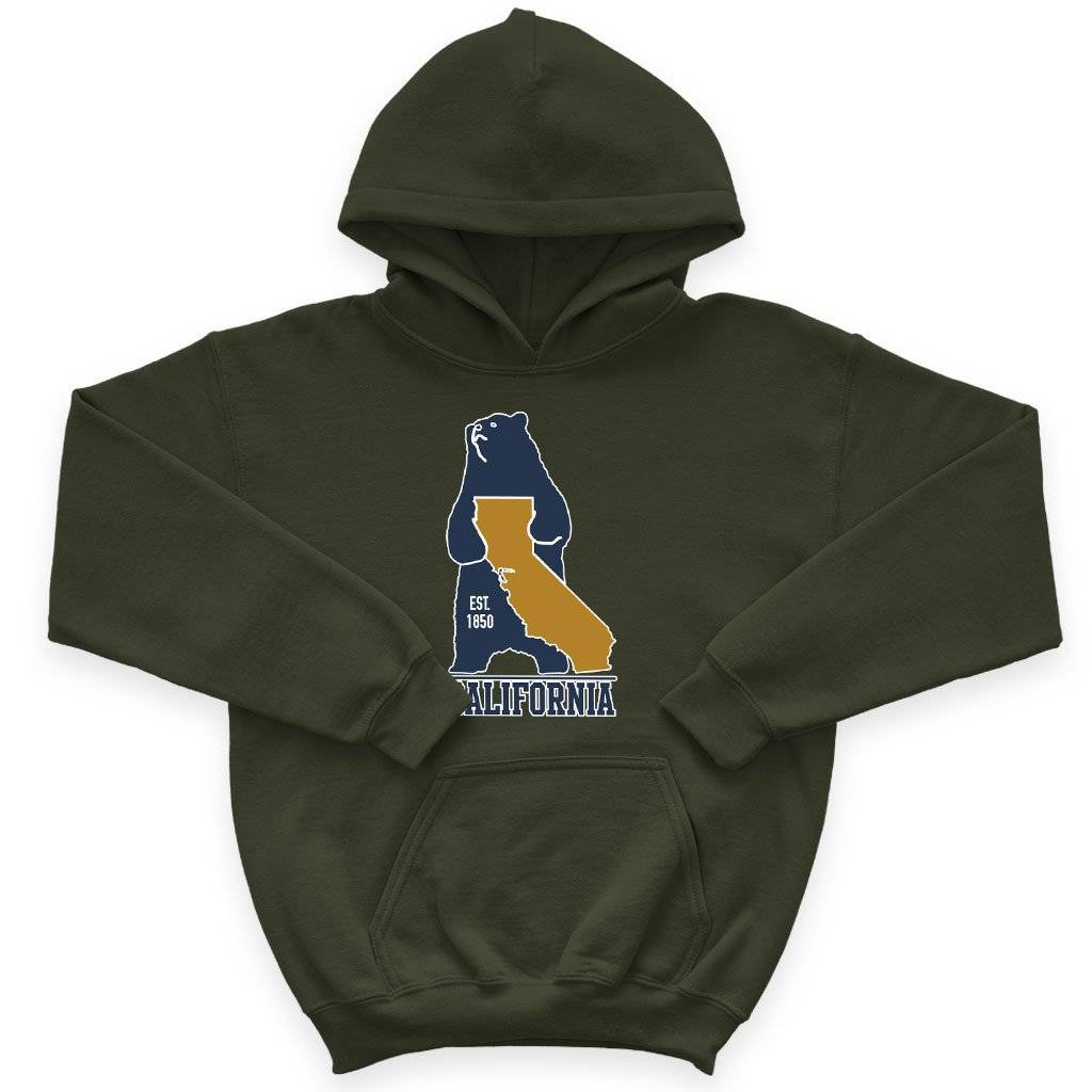 58409-f01a2b.jpeg Kids' Sponge Fleece California Bear Hoodie - California Vintage Hoodie Kids & Baby Kids' Clothing Color : Athletic Heather|Black|Military Green