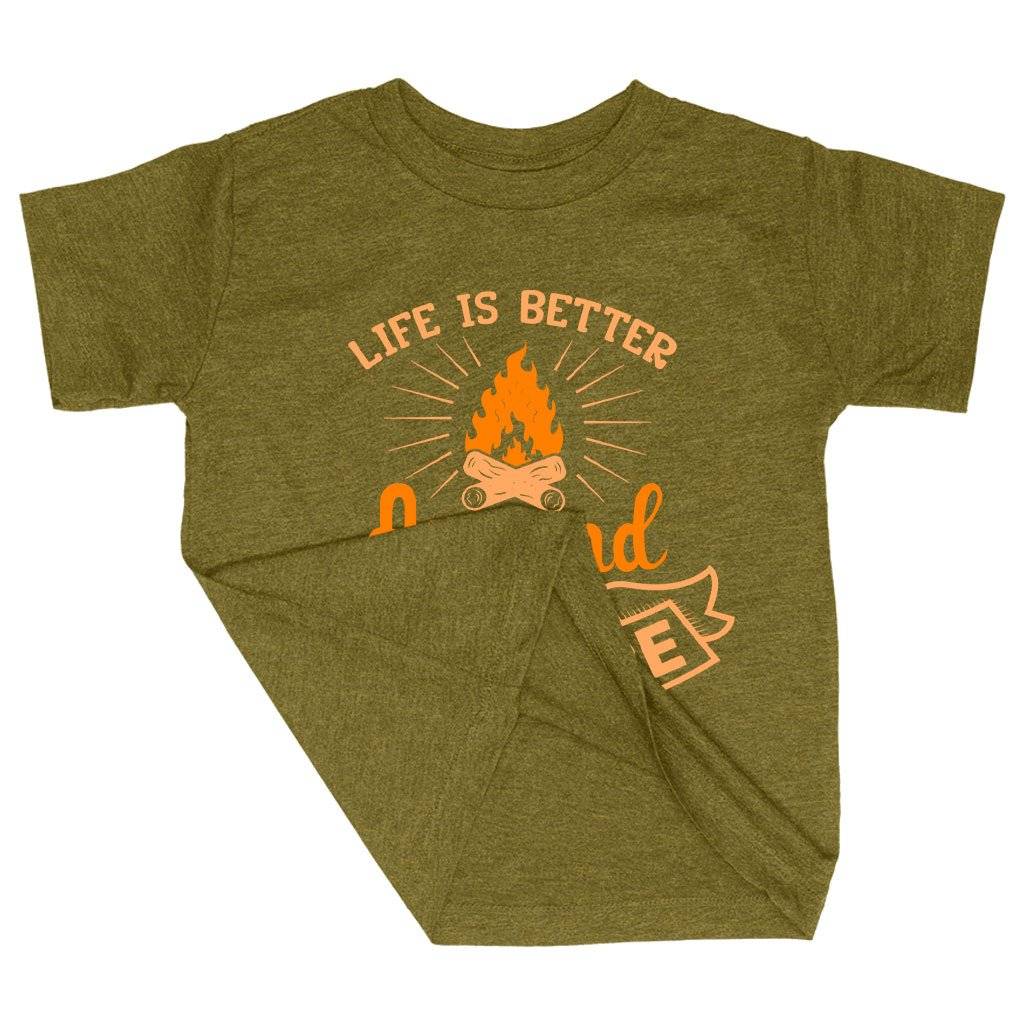 58889-fef6c7.jpeg Triblend Toddler Life Is Better T-Shirt - Camp Fire T-Shirt Kids & Baby Toddler Clothing Color : Ice Blue Triblend|Olive Triblend|Peach Triblend