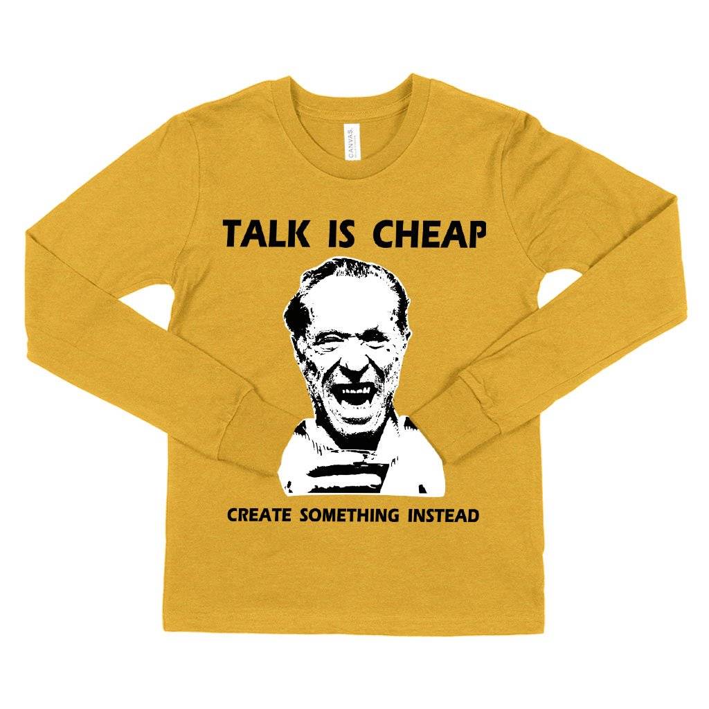 59455-39f3b7.jpeg Kids' Talk Is Cheap Long Sleeve T-Shirt - Charles Bukowski T-Shirt Kids & Baby Kids' Clothing Color : White|Heather Yellow Gold|Black