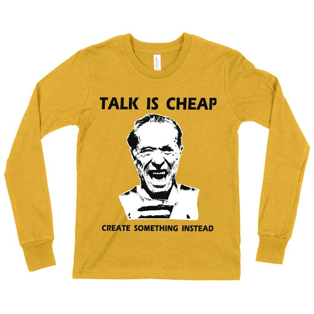 59455-7388ab.jpeg Kids' Talk Is Cheap Long Sleeve T-Shirt - Charles Bukowski T-Shirt Kids & Baby Kids' Clothing Color : White|Heather Yellow Gold|Black