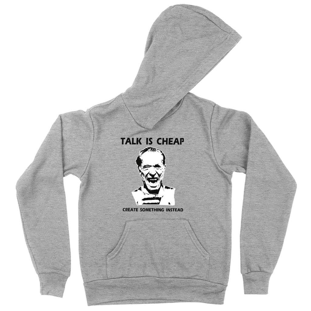 59457-4edff7.jpeg Kids' Sponge Fleece Talk Is Cheap Hoodie - Charles Bukowski Hoodie Kids & Baby Kids' Clothing Color : Military Green|Black|Athletic Heather