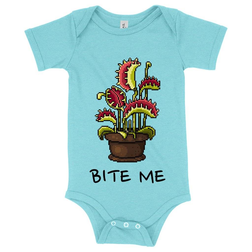 59509-1d2c6c.jpeg Baby Bite Me Onesie - Venus Flytrap Onesie Baby Clothing Kids & Baby Color : Peach Triblend|Ice Blue Triblend|Gray Triblend