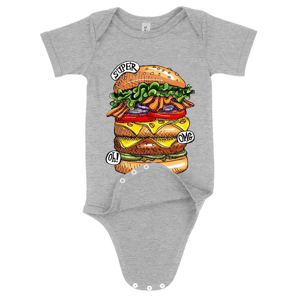 59518-0f5835.jpeg Baby Burger Onesie - Cool Food Onesies Baby Clothing Kids & Baby Color : Gray Triblend|Peach Triblend|Ice Blue Triblend