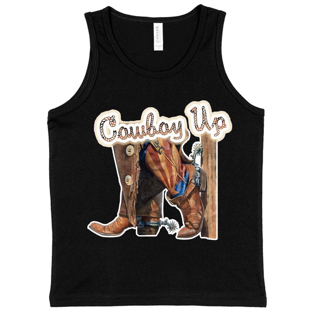 59608-044505.jpeg Kids' Cowboy Up Tank - Vintage Tanks Kids & Baby Kids' Clothing Color : Neon Blue|Black|Athletic Heather