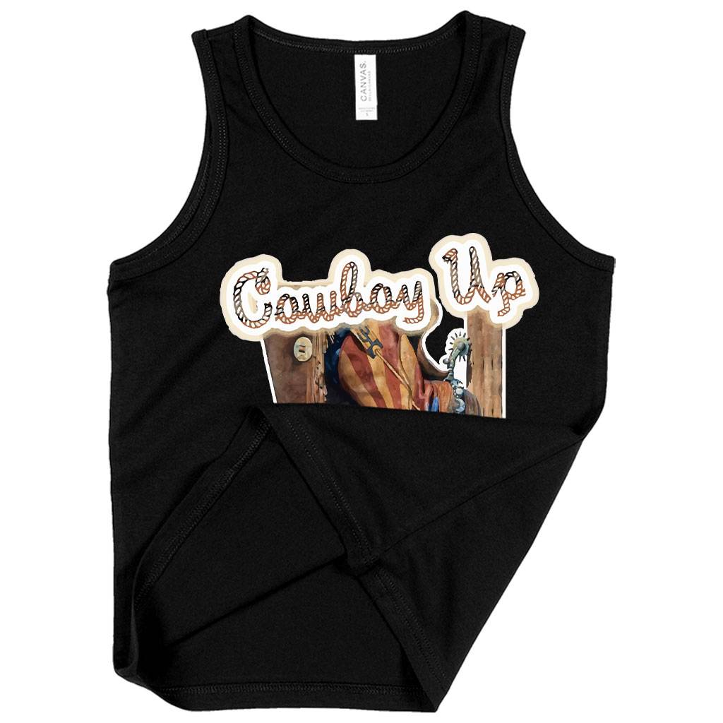 59608-31d256.jpeg Kids' Cowboy Up Tank - Vintage Tanks Kids & Baby Kids' Clothing Color : Neon Blue|Black|Athletic Heather