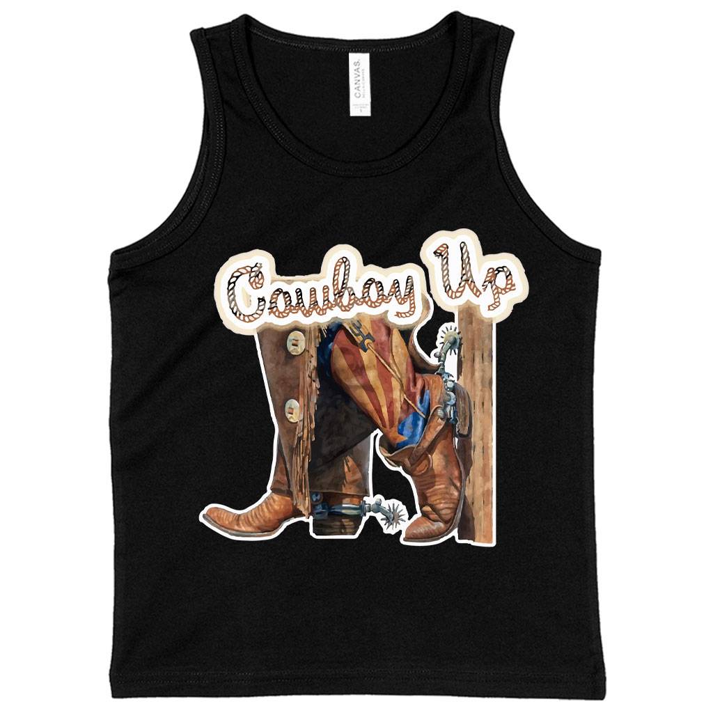 59608-8e0070.jpeg Kids' Cowboy Up Tank - Vintage Tanks Kids & Baby Kids' Clothing Color : Neon Blue|Black|Athletic Heather