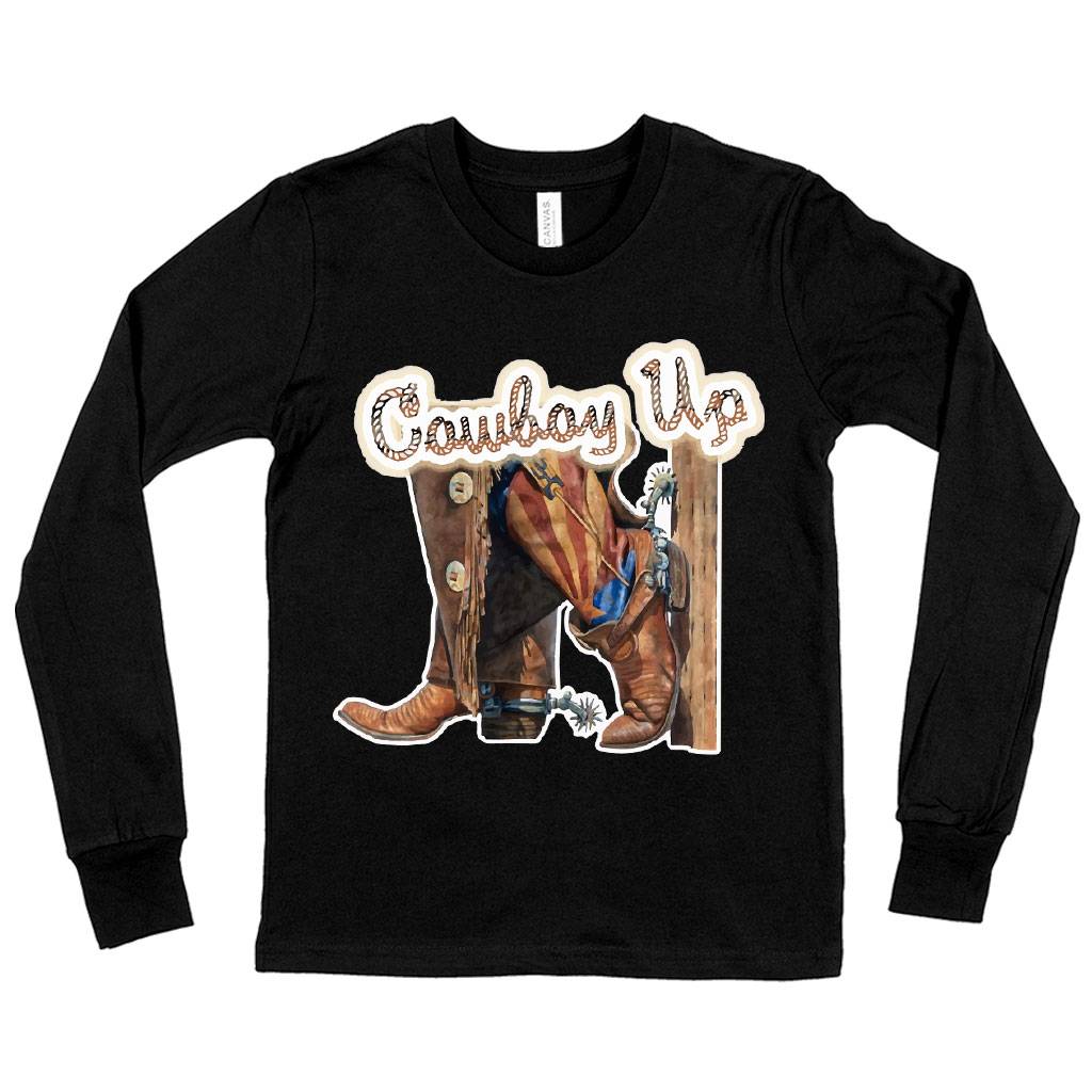 59609-51f493.jpeg Kids' Cowboy Up Long Sleeve T-Shirt - Vintage Tee Shirts Kids & Baby Kids' Clothing Color : Heather Yellow Gold|True Royal Blue|Black