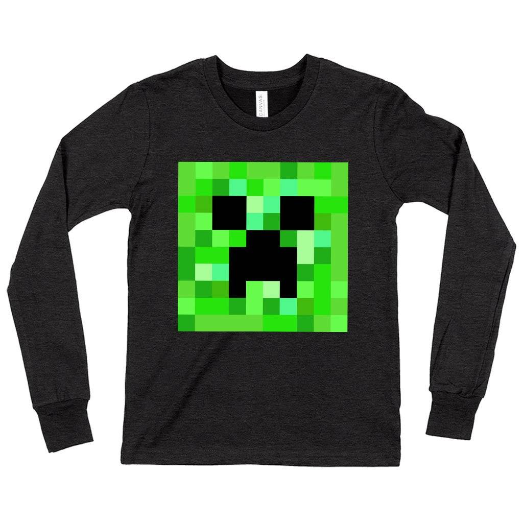 59614-2b55c6.jpeg Kids' Creeper Long Sleeve T-Shirt - Minecraft T-Shirt Kids & Baby Kids' Clothing Color : Dark Gray Heather|Heather Yellow Gold|True Royal Blue