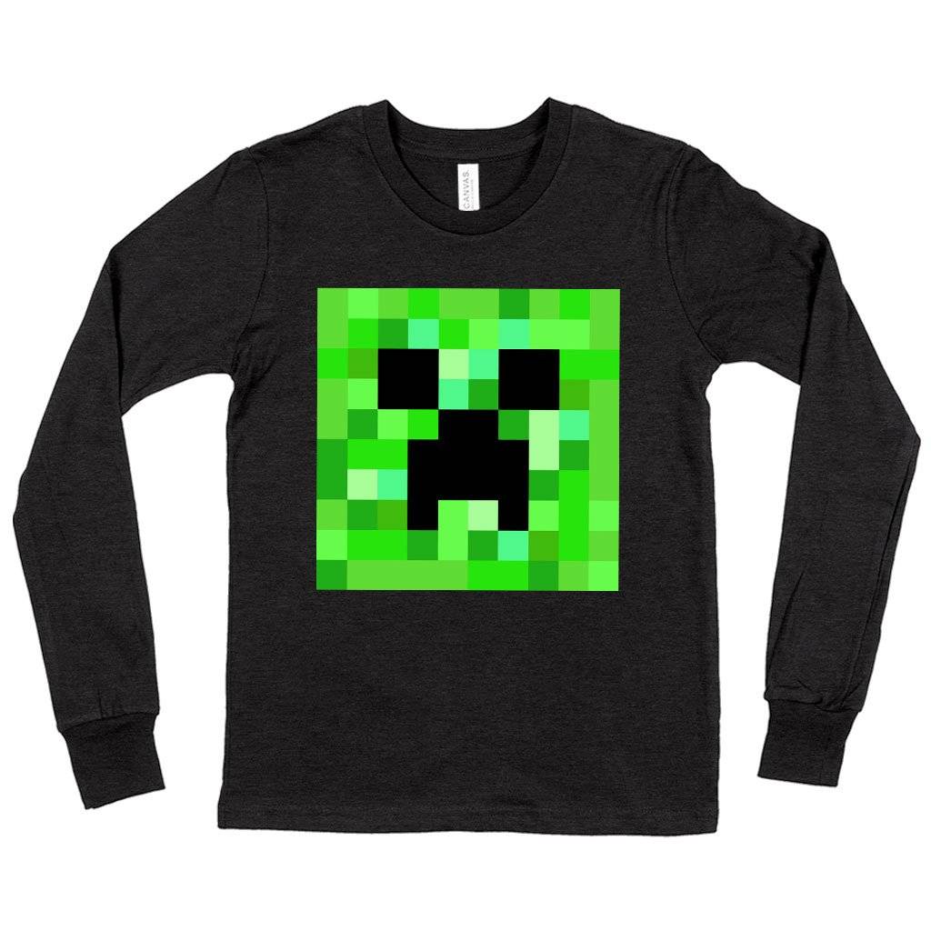 59614-cb960a.jpeg Kids' Creeper Long Sleeve T-Shirt - Minecraft T-Shirt Kids & Baby Kids' Clothing Color : Dark Gray Heather|Heather Yellow Gold|True Royal Blue