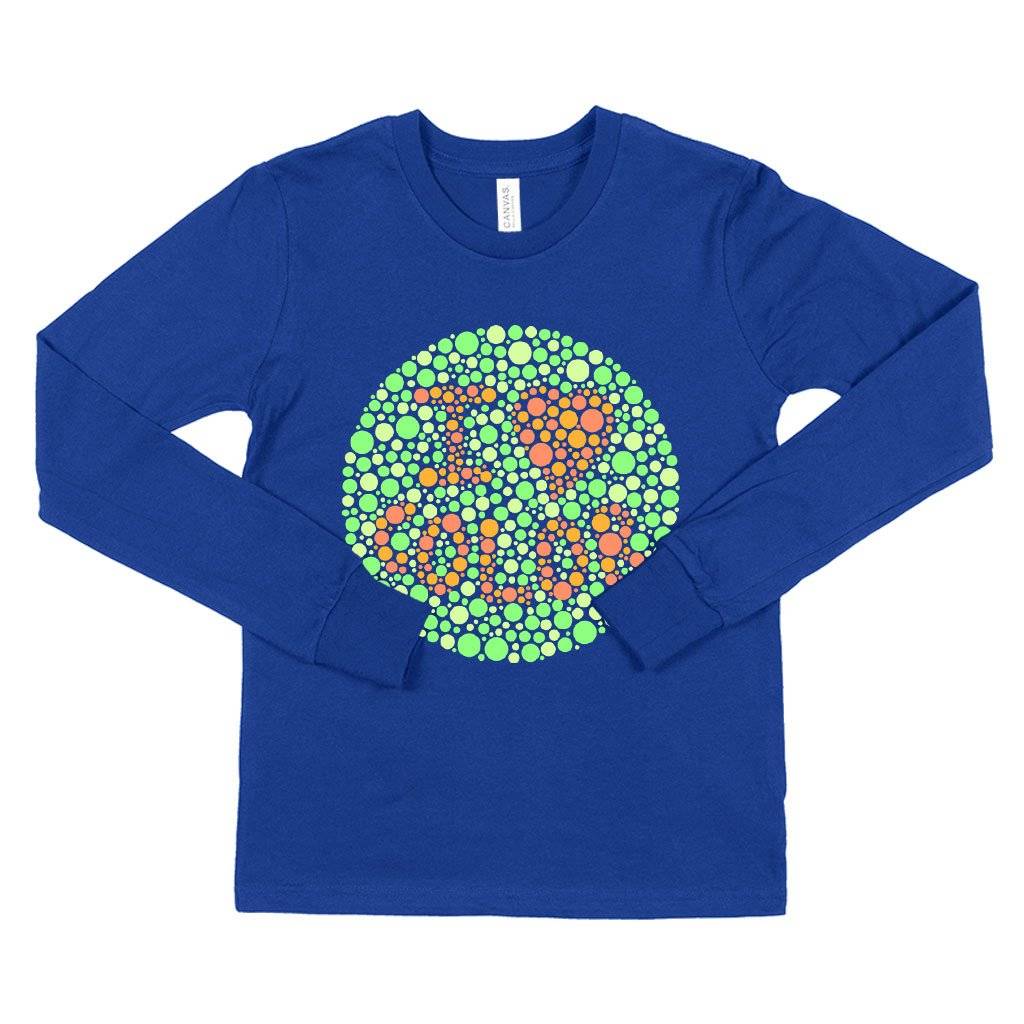 59913-93c1b5.jpeg Kids' I Love Color Long Sleeve T-Shirt - Color Blind Test T-Shirt Kids & Baby Kids' Clothing Color : White|Heather Yellow Gold|True Royal Blue