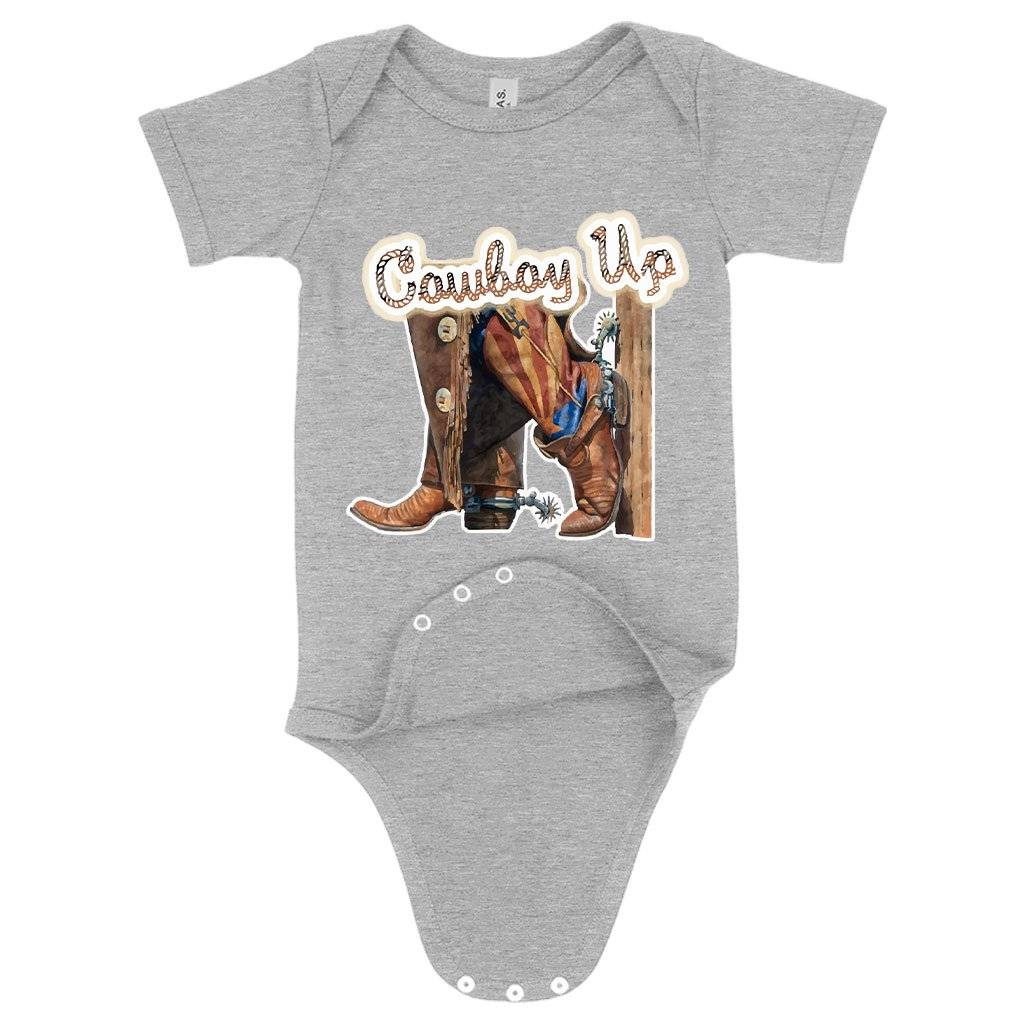 59935-86aeb1.jpeg Baby Cowboy Up Onesie - Vintage Onesies Baby Clothing Kids & Baby Color : Gray Triblend|Peach Triblend|Ice Blue Triblend