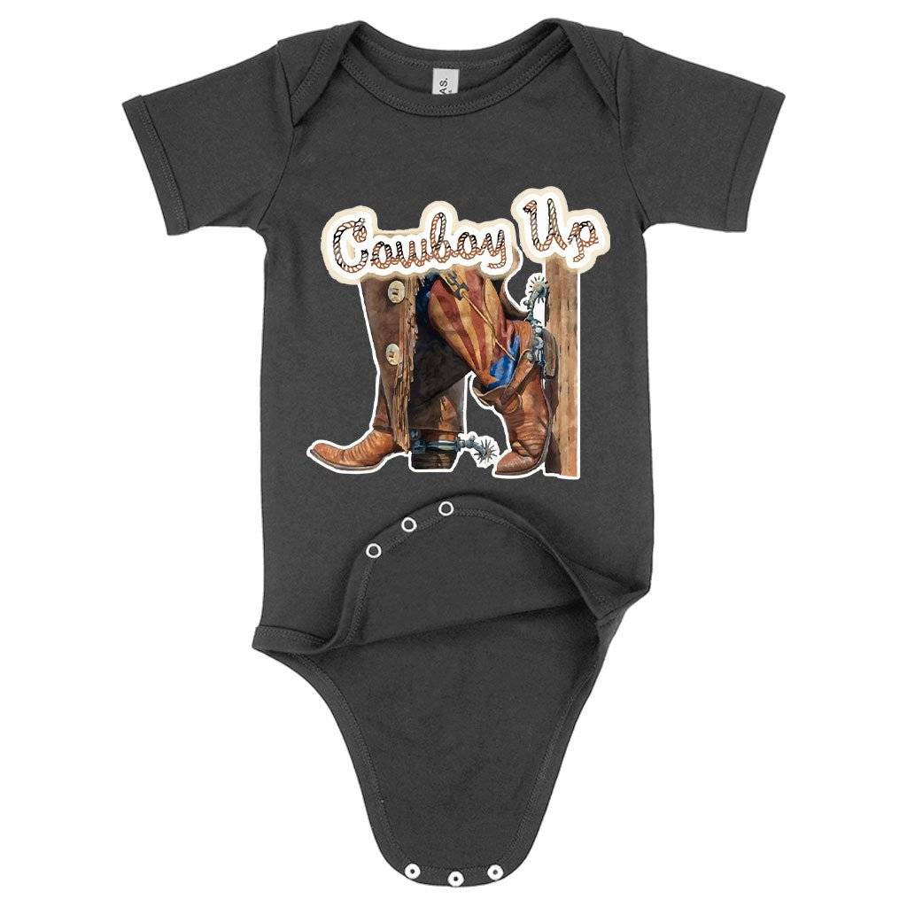 59949-0325e9.jpeg Baby Jersey Cowboy Up Onesie - Vintage Onesies Baby Clothing Kids & Baby Color : Heather Dust|Pink|Asphalt