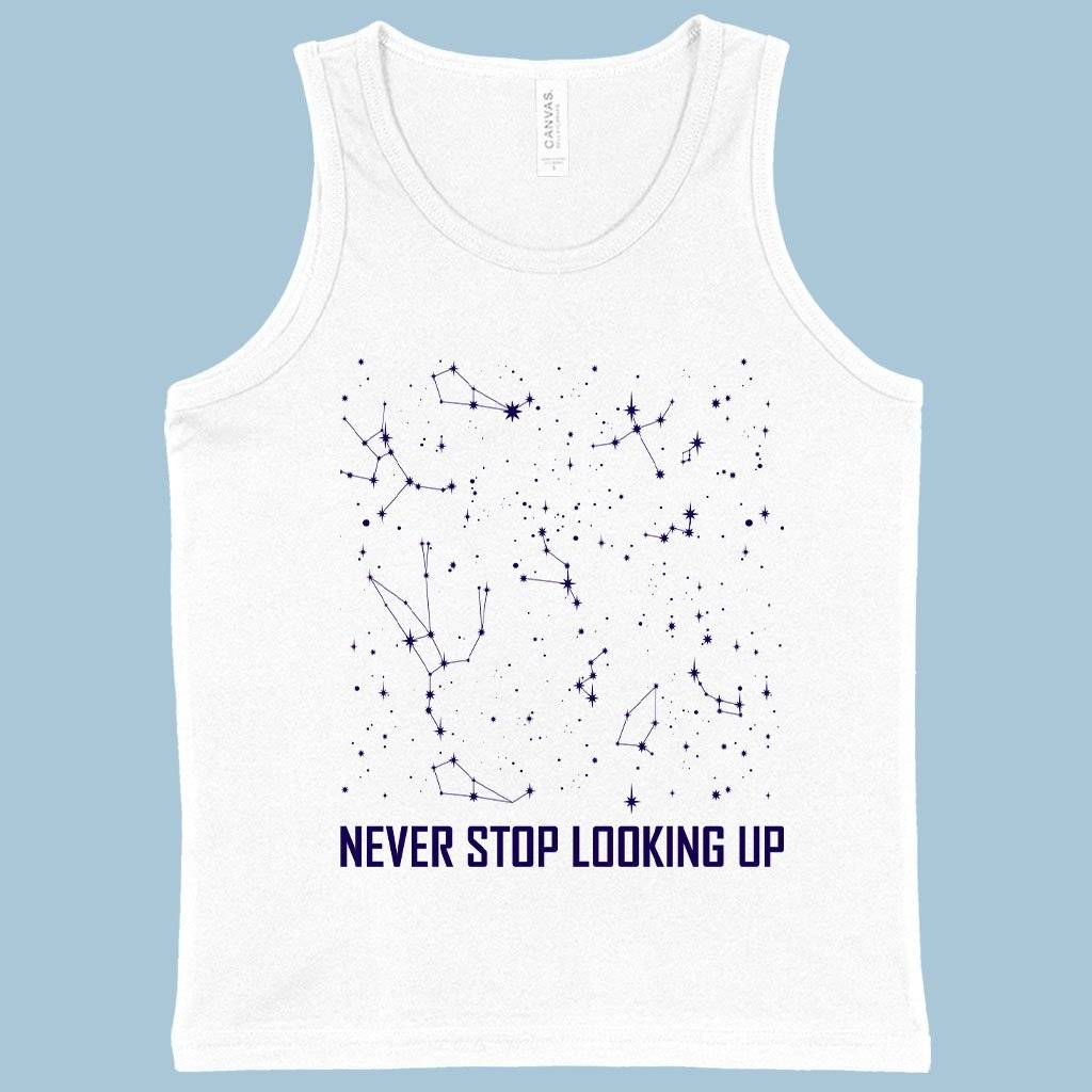60107-04e79c.jpeg Kids' Never Stop Looking Up Tank - Constellation Tank - Stars Tank Kids & Baby Kids' Clothing Color : White|Neon Blue|Black