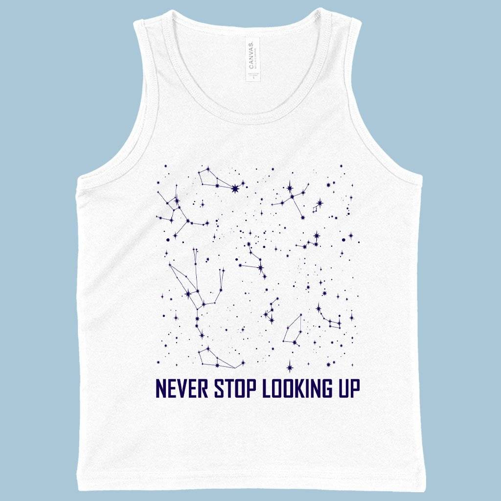 60107-138645.jpeg Kids' Never Stop Looking Up Tank - Constellation Tank - Stars Tank Kids & Baby Kids' Clothing Color : White|Neon Blue|Black