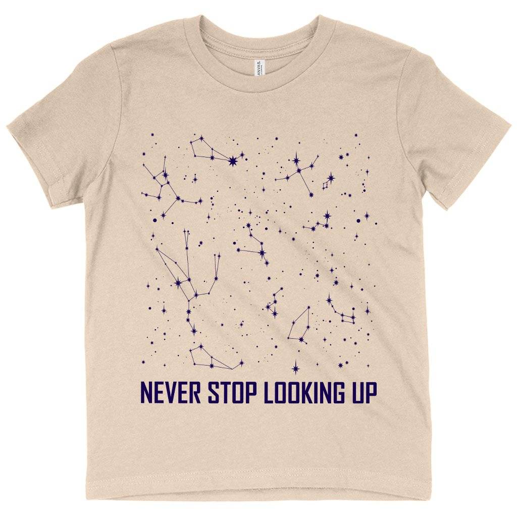 60108-3e5a12.jpeg Kids' Never Stop Looking Up T-Shirt - Constellation T-Shirt - Stars T-Shirt Kids & Baby Kids' Clothing Color : Natural|Columbia Blue|Black